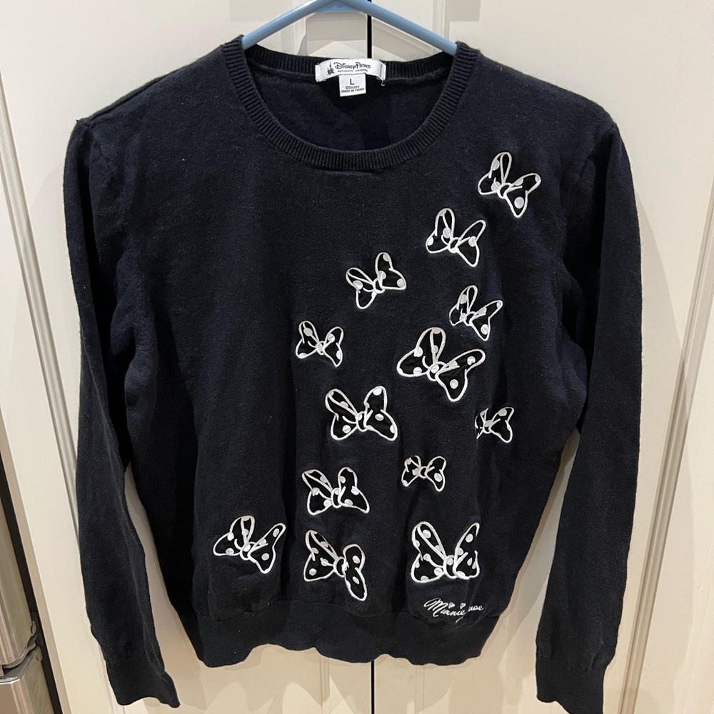 Disney Parks Black and White Minnie Mouse Sweater L
